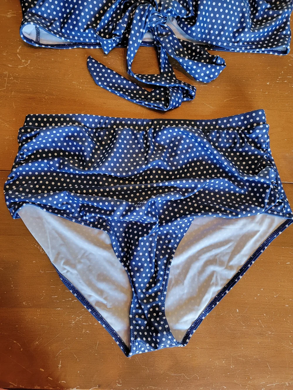 Navy Polka Dot Adjustable Tie-Front Bikini Set Size 16 NWT